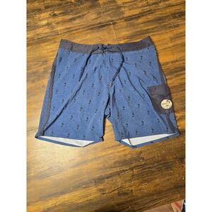 Vans Mens Blue Palm Tree Print Board Shorts Size 36 Stretch Surf Swim Trunks